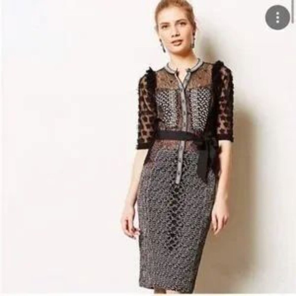 Beguile Byron Lars Anthropologie Allusion Sheath Midi Dress Size 4